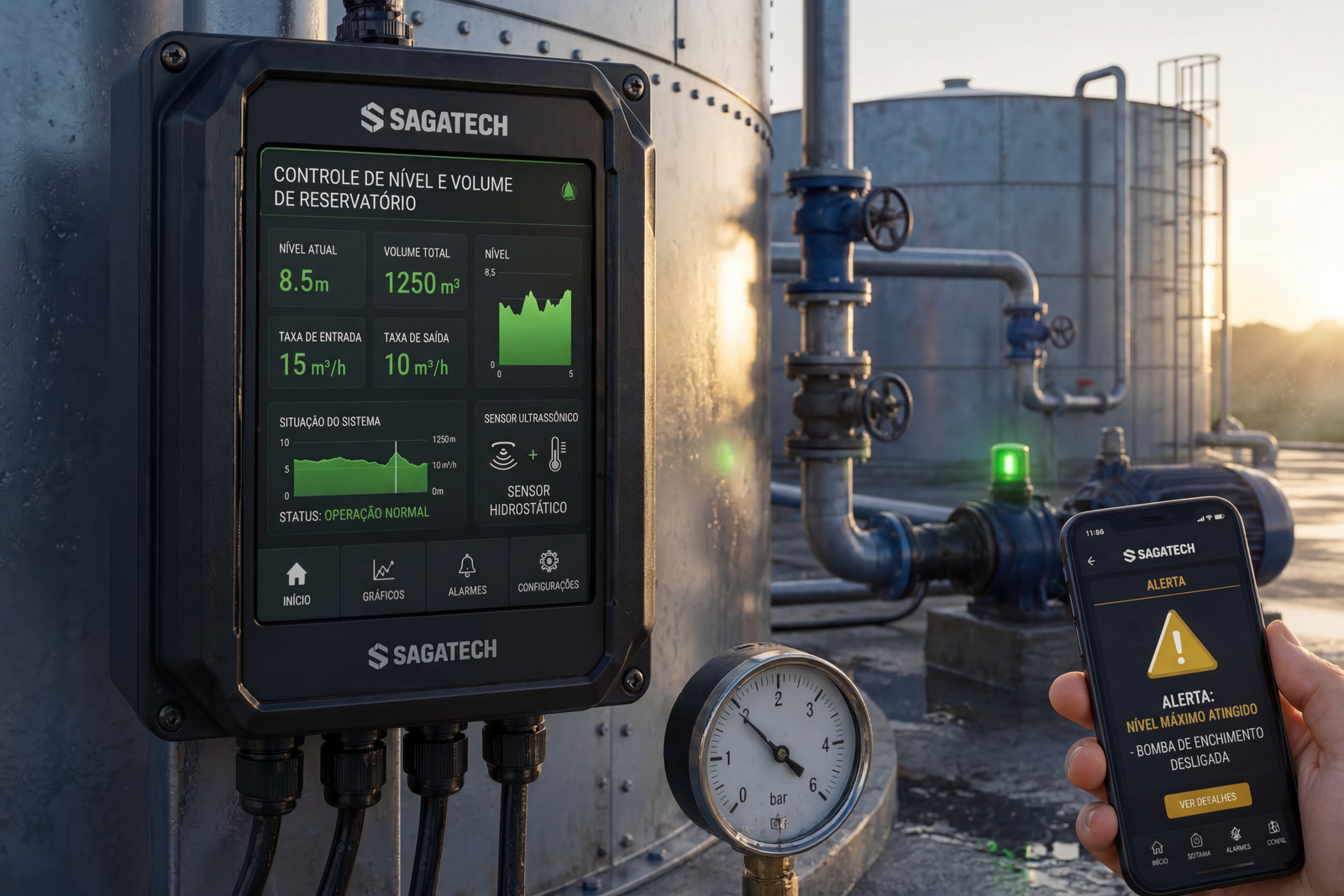 Controle de Reservacao: Nivel e Volume